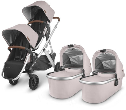 UPPAbaby Vista V2 Twin Double Stroller Bundle - Alice (Dusty Pink/Silver/Saddle Leather) - TWINDBL-0320-VIS-US-ALC