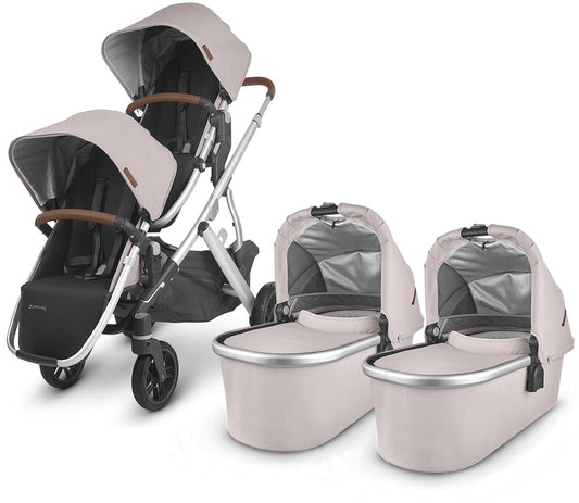 UPPAbaby Vista V2 Twin Double Stroller Bundle - Alice (Dusty Pink/Silver/Saddle Leather) - TWINDBL-0320-VIS-US-ALC