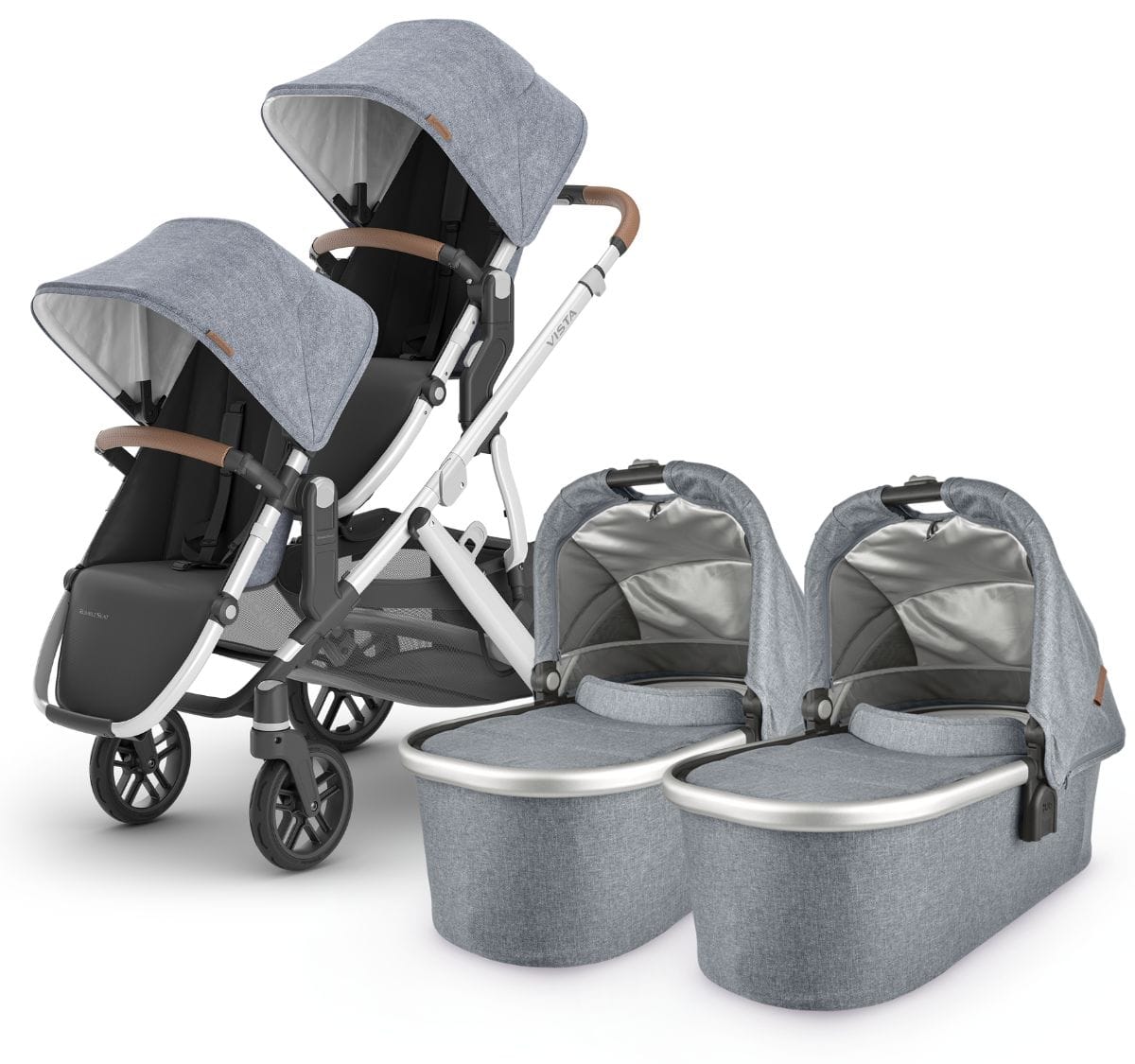 UPPAbaby VISTA V2 Twin Double Stroller Bundle with Rumble Seat V2+ - Gregory - TWINDBL-0320-VIS-US-GRG-RV2P