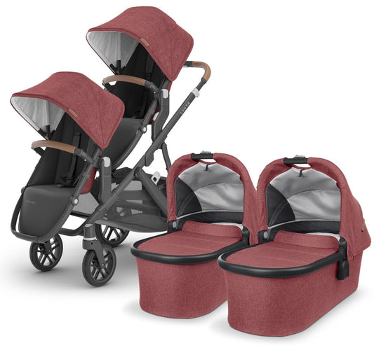 UPPAbaby VISTA V2 Twin Double Stroller Bundle with Rumble Seat V2+ - Lucy - TWINDBL-0320-VIS-US-LCY-RV2P