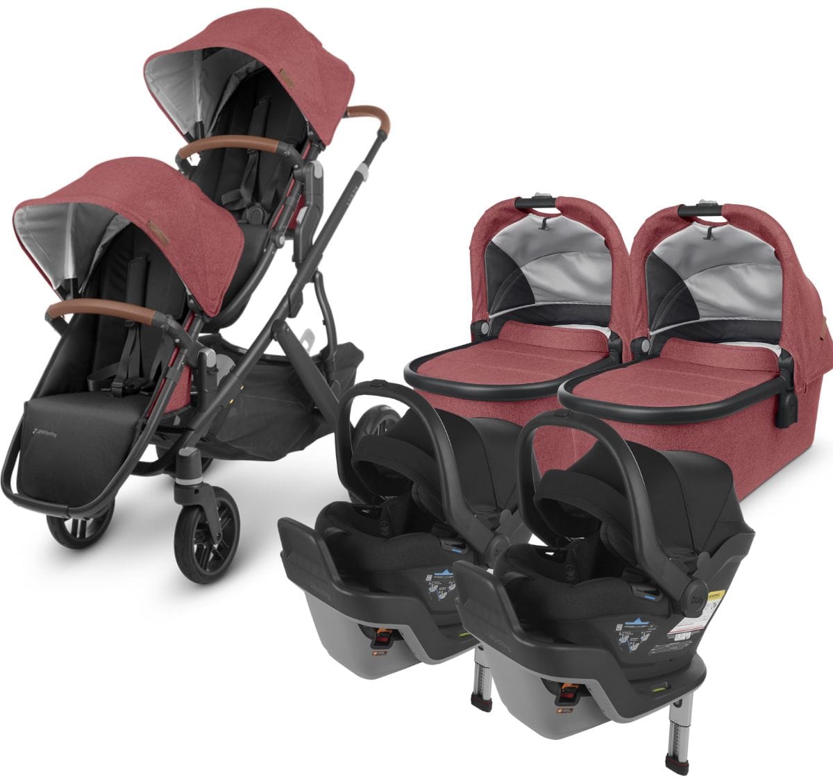 UPPAbaby Vista V2 Twin Double Stroller + MESA MAX Travel System Bundle - Lucy / Jake - TWIN-TRVL-MAX-0320-VIS-US-LCY