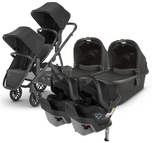 UPPAbaby VISTA V2 Twin Double Stroller + MESA MAX Travel System Bundle with Rumble Seat V2+ - Jake - TWINTRVL-MAX-0320-VIS-US-JKE-RV2P