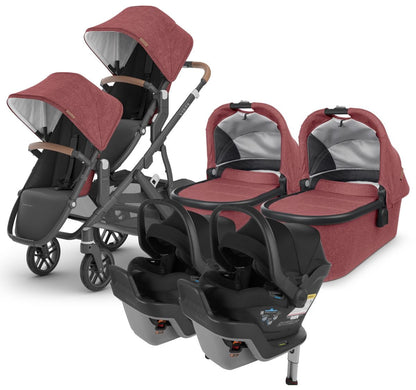 UPPAbaby VISTA V2 Twin Double Stroller + MESA MAX Travel System Bundle with Rumble Seat V2+ - Lucy / Jake - TWINTRVL-MAX-0320-VIS-US-LCY-RV2P