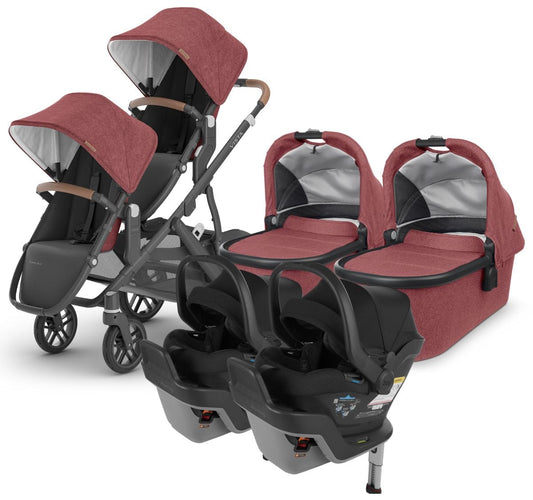 UPPAbaby VISTA V2 Twin Double Stroller + MESA MAX Travel System Bundle with Rumble Seat V2+ - Lucy / Jake - TWINTRVL-MAX-0320-VIS-US-LCY-RV2P