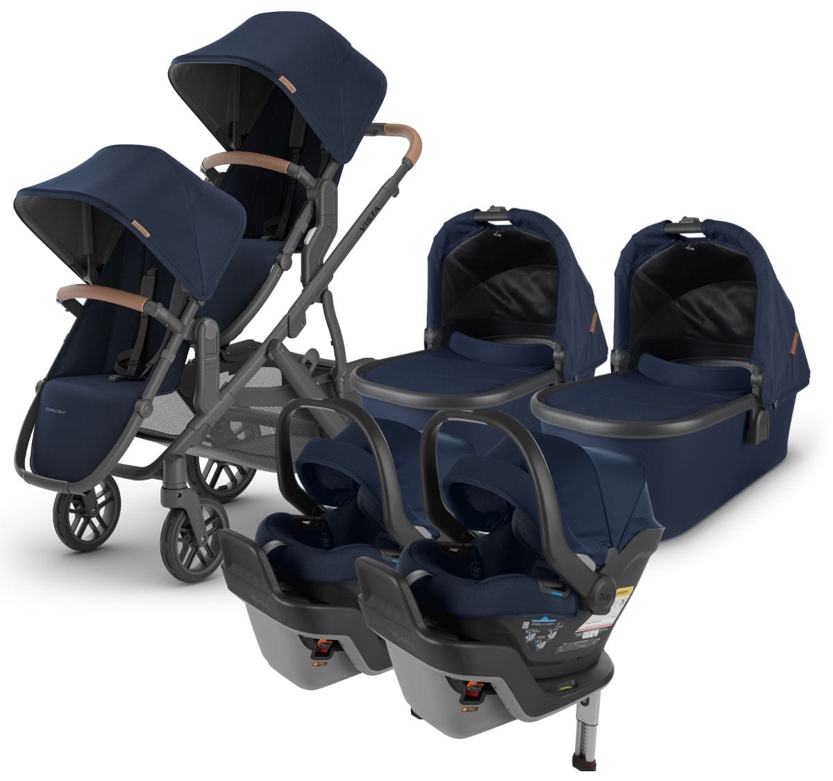 UPPAbaby VISTA V2 Twin Double Stroller + MESA MAX Travel System Bundle with Rumble Seat V2+ - Noa - TWINTRVL-MAX-0320-VIS-US-NOA-RV2P