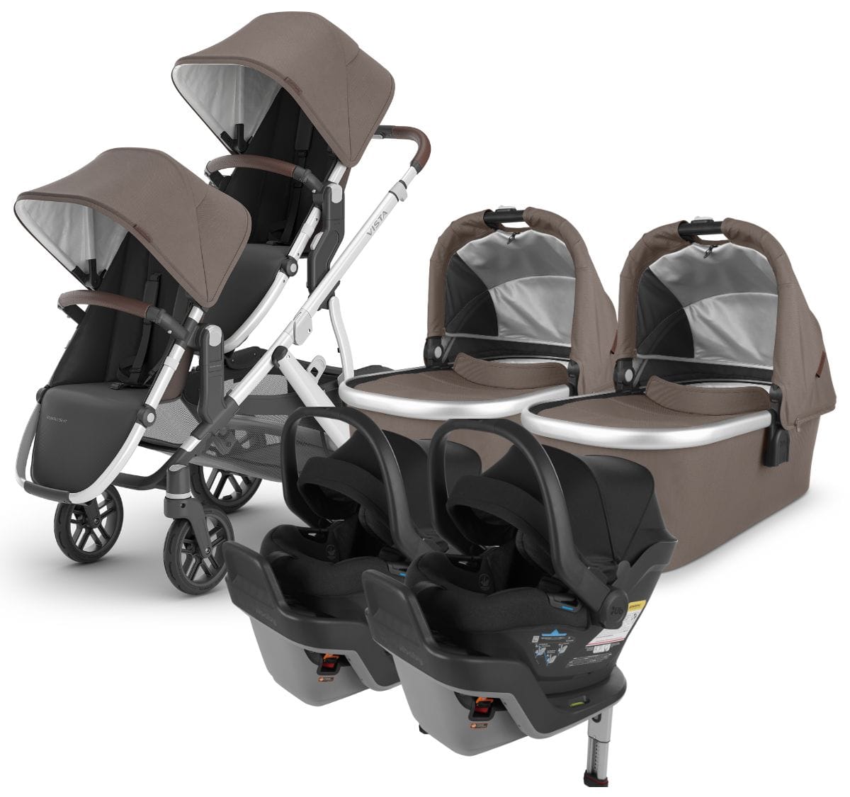 UPPAbaby VISTA V2 Twin Double Stroller + MESA MAX Travel System Bundle with Rumble Seat V2+ - Theo / Jake - TWINTRVL-MAX-0320-VIS-US-THO-RV2P