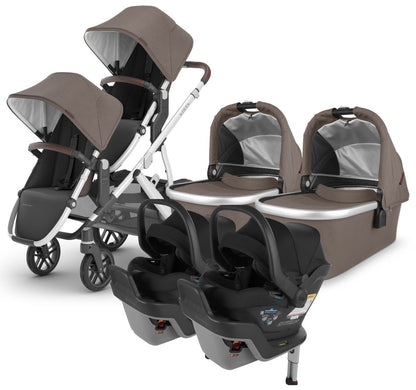 UPPAbaby VISTA V2 Twin Double Stroller + MESA MAX Travel System Bundle with Rumble Seat V2+ - Theo / Jake - TWINTRVL-MAX-0320-VIS-US-THO-RV2P