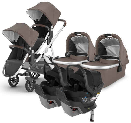 UPPAbaby VISTA V2 Twin Double Stroller + MESA MAX Travel System Bundle with Rumble Seat V2+ - Theo / Jake - TWINTRVL-MAX-0320-VIS-US-THO-RV2P
