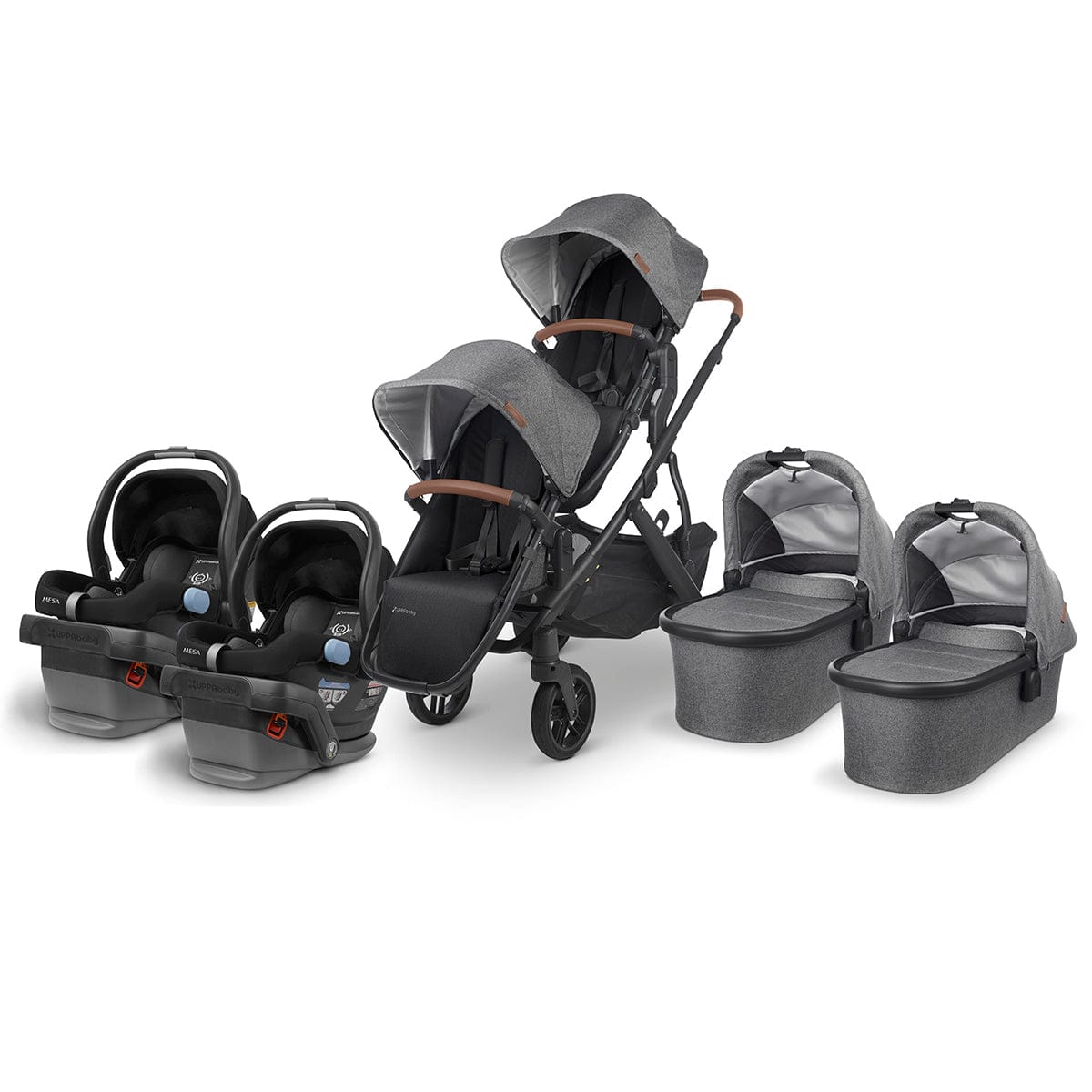 UPPAbaby VISTA V2 Twin Double Stroller + MESA Travel System Bundle - Greyson