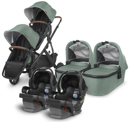 UPPAbaby VISTA V2 Twin Double Stroller + MESA Travel System Bundle - Gwen / Jake