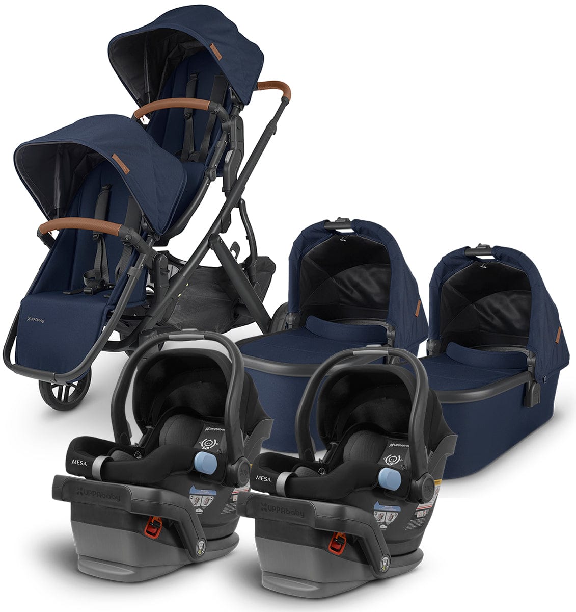UPPAbaby VISTA V2 Twin Double Stroller + MESA Travel System Bundle - Noa / Jake