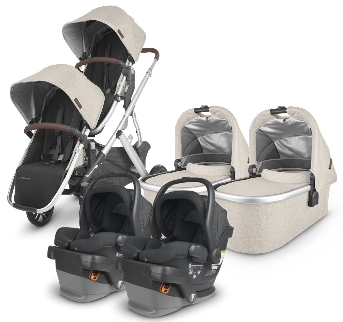 UPPAbaby VISTA V2 Twin Double Stroller + MESA V2 Travel System Bundle - Declan / Jake
