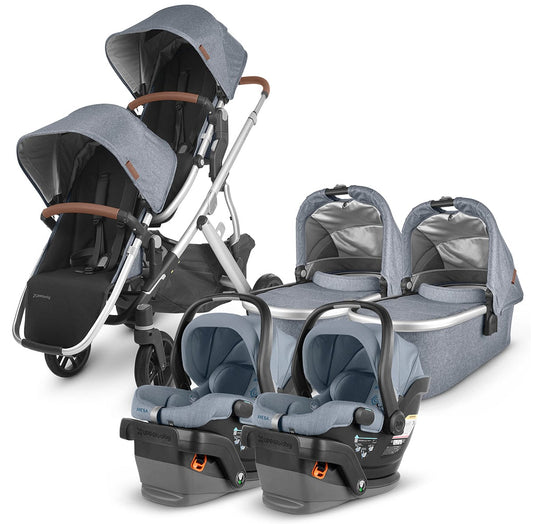 UPPAbaby VISTA V2 Twin Double Stroller + MESA V2 Travel System Bundle - Gregory / Gregory - TWINTRVL-MESAV2-GRG-0320-VIS-US-GRG