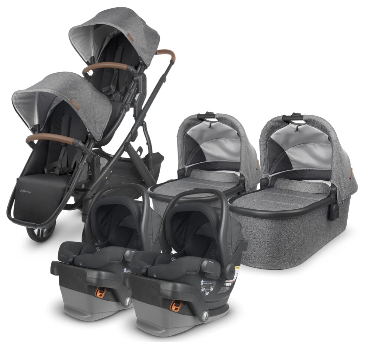 UPPAbaby VISTA V2 Twin Double Stroller + MESA V2 Travel System Bundle - Greyson / Jake - TWINTRVL-MESAV2-0320-VIS-US-GRY