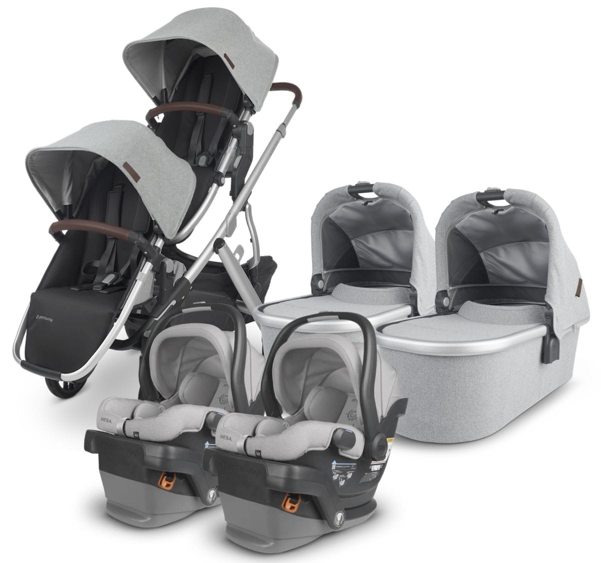 UPPAbaby VISTA V2 Twin Double Stroller + MESA V2 Travel System Bundle - Stella / Stella - TWINTRVL-MESAV2-0320-VIS-US-STL-STL
