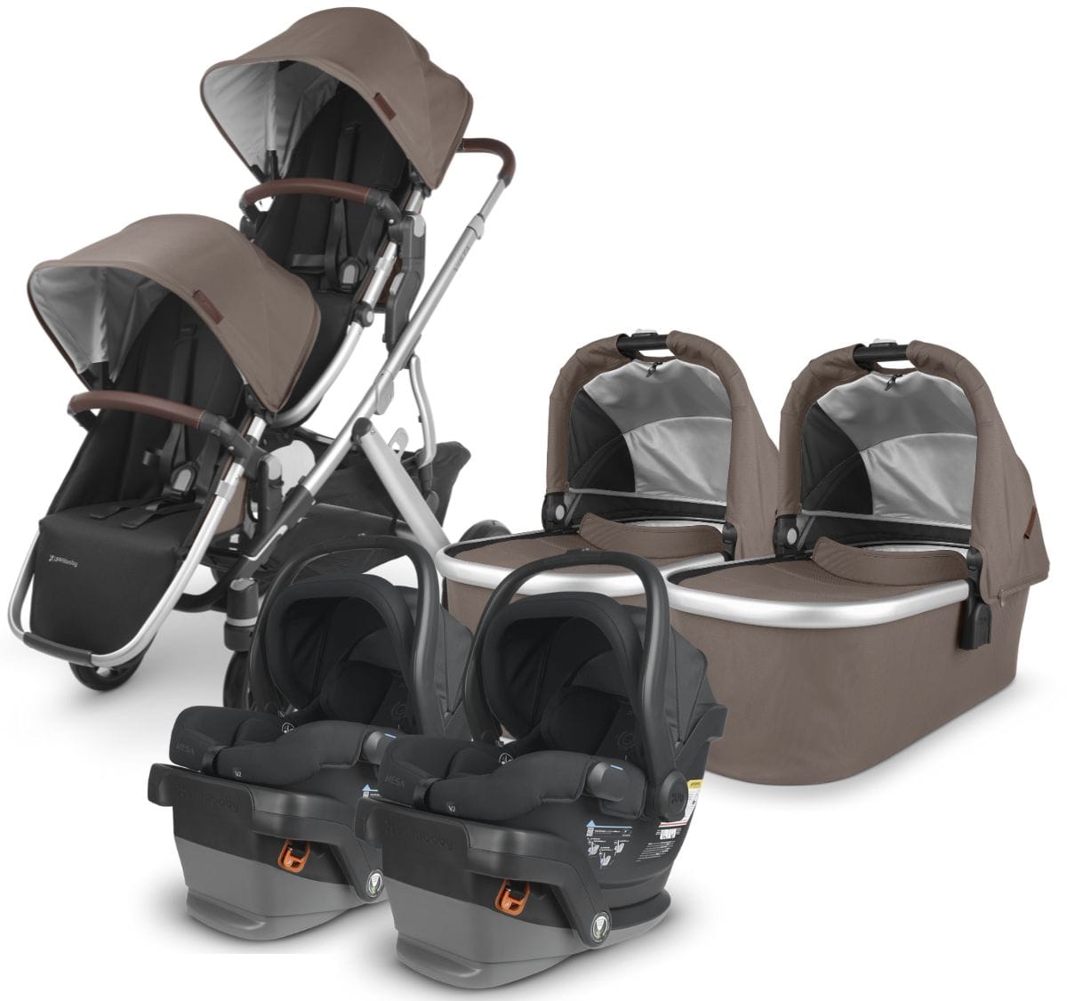 UPPAbaby VISTA V2 Twin Double Stroller + MESA V2 Travel System Bundle - Theo / Jake