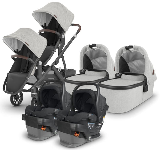 UPPAbaby VISTA V2 Twin Double Stroller + MESA V2 Travel System Bundle with Rumble Seat V2+ - Anthony / Jake