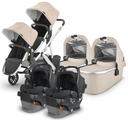 UPPAbaby VISTA V2 Twin Double Stroller + MESA V2 Travel System Bundle with Rumble Seat V2+ - Declan / Jake