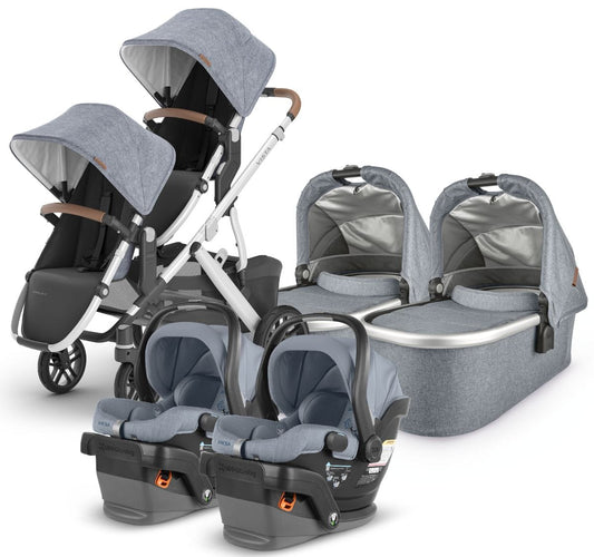 UPPAbaby VISTA V2 Twin Double Stroller + MESA V2 Travel System Bundle with Rumble Seat V2+ - Gregory