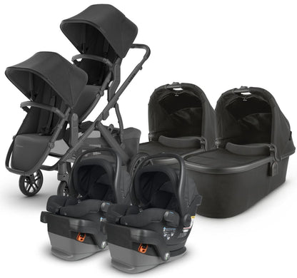 UPPAbaby VISTA V2 Twin Double Stroller + MESA V2 Travel System Bundle with Rumble Seat V2+ - Jake
