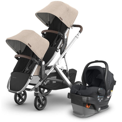 UPPAbaby Vista V3 Double Stroller with RumbleSeat V3 + Mesa V2 Travel System Bundle - Declan / Jake - DBL-V3-TRVL-MESA-V2-0303-VSO-NA-DCL