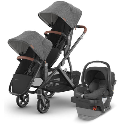 UPPAbaby Vista V3 Double Stroller with RumbleSeat V3 + Mesa V2 Travel System Bundle - Greyson / Greyson - DBL-V3-TRVL-MESA-V2-0303-VSO-NA-GRY