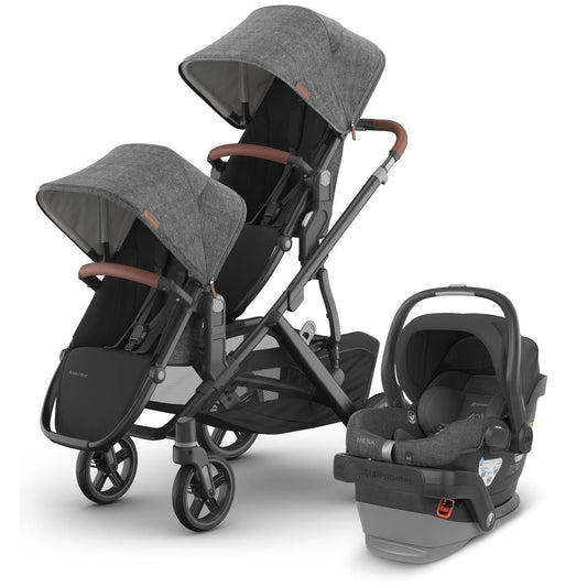 UPPAbaby Vista V3 Double Stroller with RumbleSeat V3 + Mesa V2 Travel System Bundle - Greyson / Greyson - DBL-V3-TRVL-MESA-V2-0303-VSO-NA-GRY