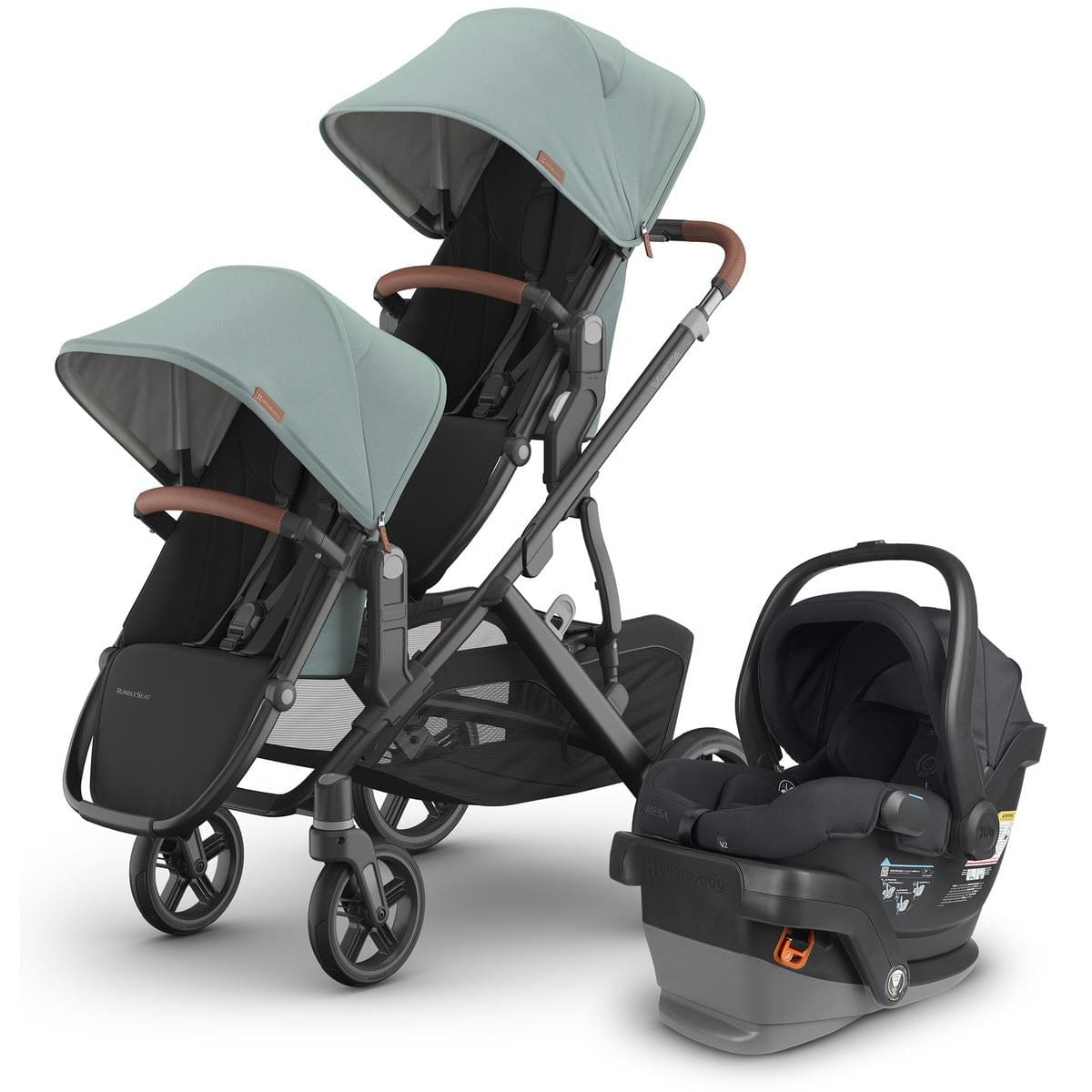 UPPAbaby Vista V3 Double Stroller with RumbleSeat V3 + Mesa V2 Travel System Bundle - Kenzi / Jake - DBL-V3-TRVL-MESA-V2-0303-VSO-NA-KNZ