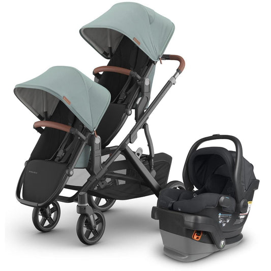 UPPAbaby Vista V3 Double Stroller with RumbleSeat V3 + Mesa V2 Travel System Bundle - Kenzi / Jake - DBL-V3-TRVL-MESA-V2-0303-VSO-NA-KNZ