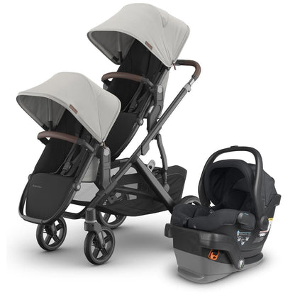 UPPAbaby Vista V3 Double Stroller with RumbleSeat V3 + Mesa V2 Travel System Bundle - Savannah / Jake - DBL-V3-TRVL-MESA-V2-0303-VSO-NA-SAV