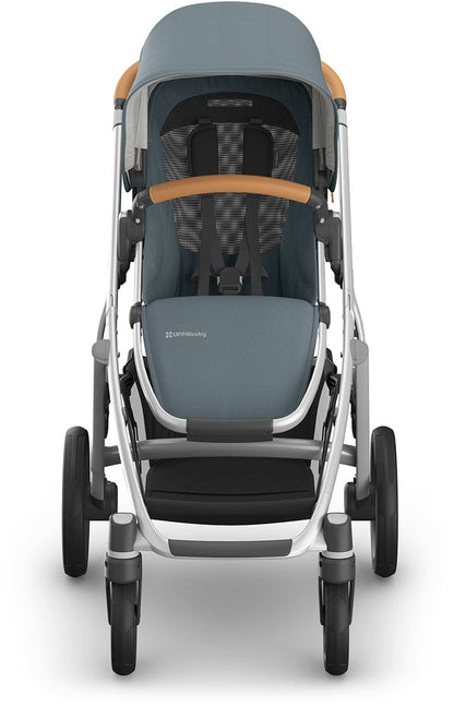 UPPAbaby Vista V3 Single-to-Double Stroller - Callum (Stone Blue / Silver Frame / Sand Leather) - 0303-VSO-NA-CLM