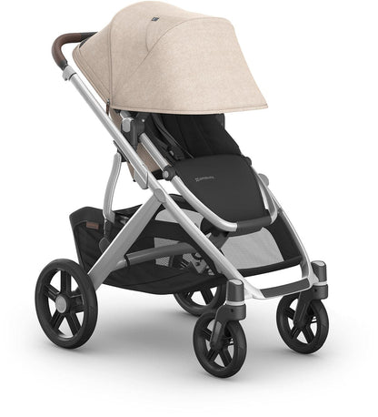 UPPAbaby Vista V3 Single-to-Double Stroller - Declan (Oat Melange / Silver Frame / Chestnut Leather) - 0303-VSO-NA-DCL