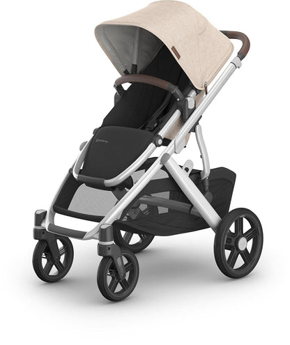 UPPAbaby Vista V3 Single-to-Double Stroller - Declan (Oat Melange / Silver Frame / Chestnut Leather) - 0303-VSO-NA-DCL