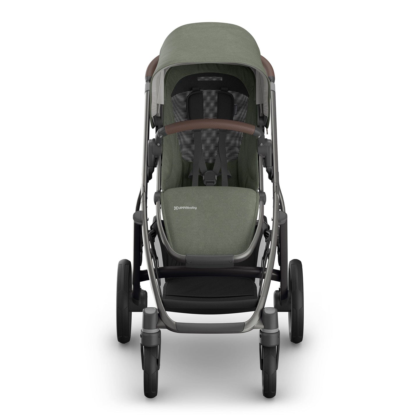UPPAbaby Vista V3 Single-to-Double Stroller - Evelyn (Meadow Green / Graphite Frame / Chestnut Leather) - 0303-VSO-NA-EVE