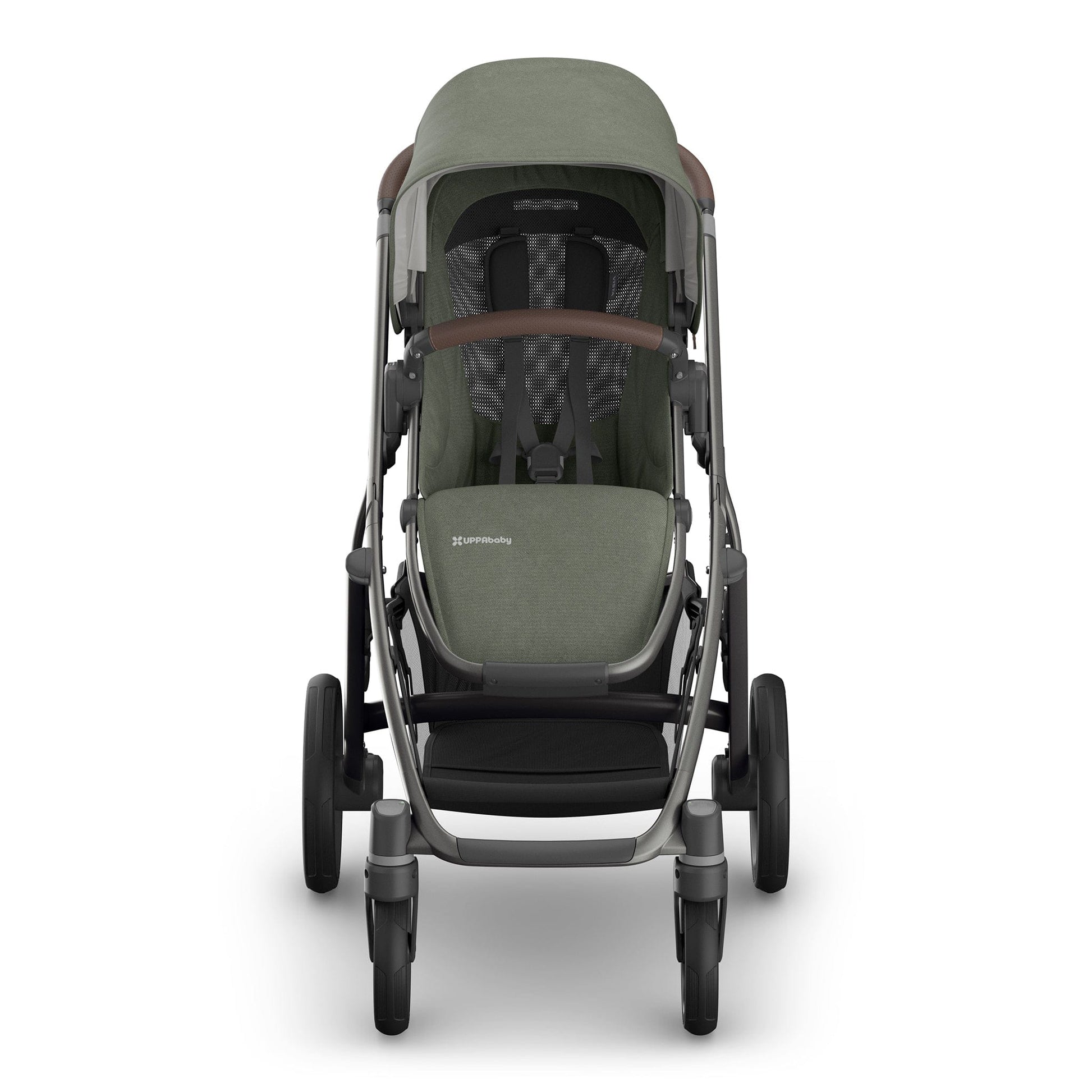 UPPAbaby Vista V3 Single-to-Double Stroller - Evelyn (Meadow Green / Graphite Frame / Chestnut Leather) - 0303-VSO-NA-EVE