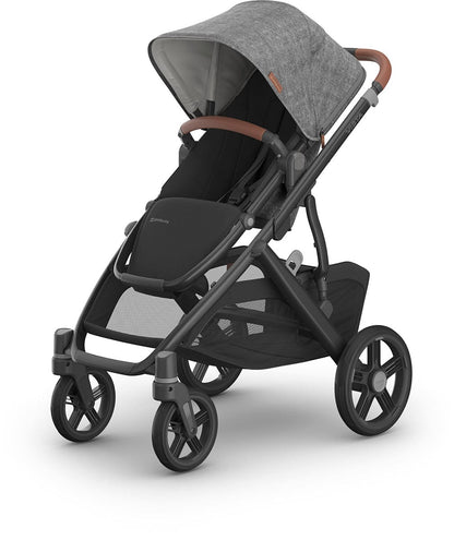 UPPAbaby Vista V3 Single-to-Double Stroller - Greyson (Charcoal Melange / Carbon Frame / Saddle Leather) - 0303-VSO-NA-GRY