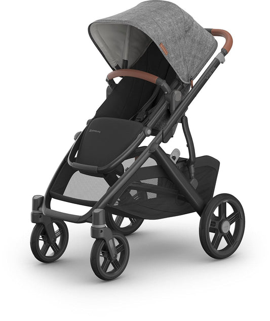 UPPAbaby Vista V3 Single-to-Double Stroller - Greyson (Charcoal Melange / Carbon Frame / Saddle Leather) - 0303-VSO-NA-GRY