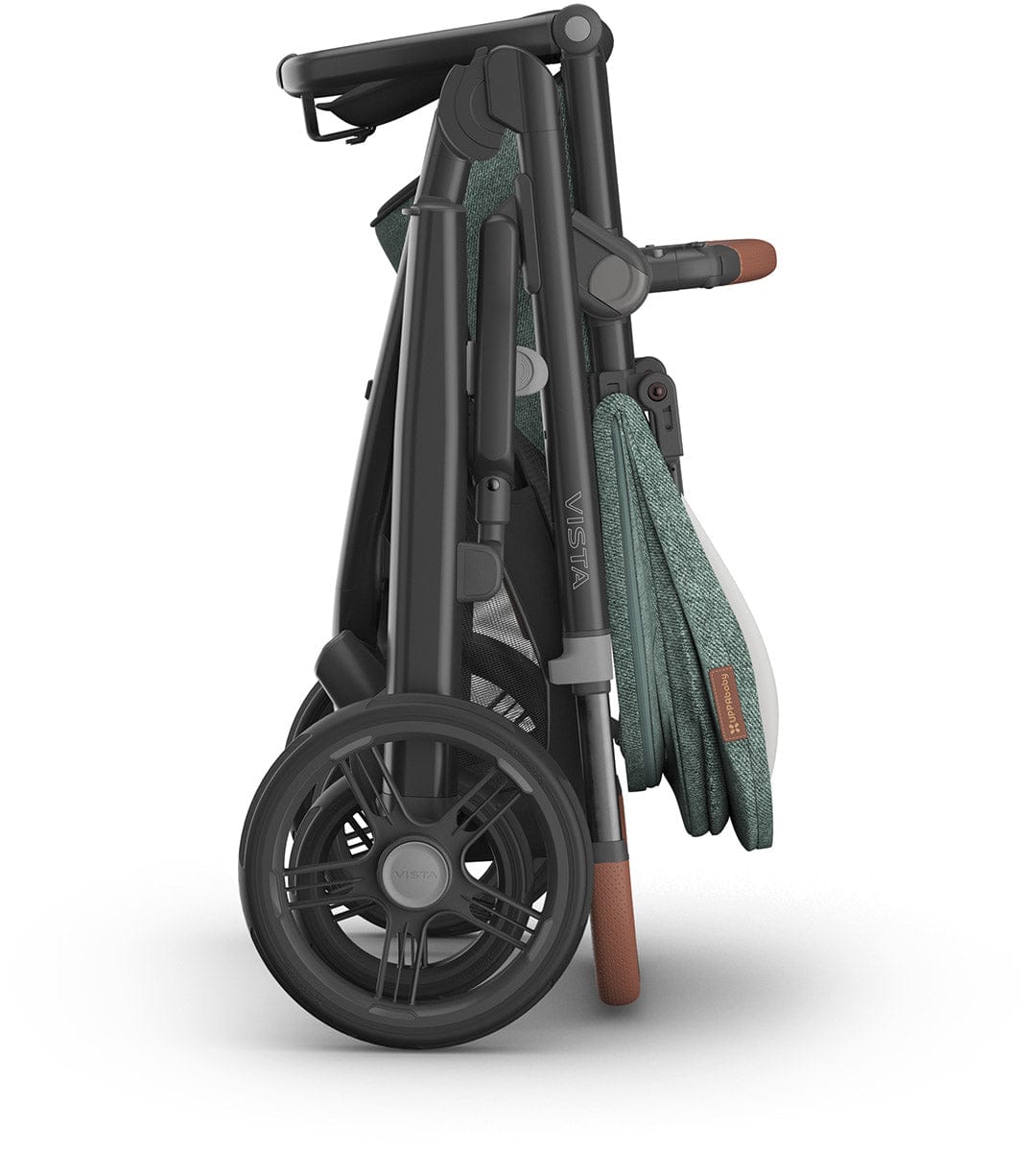 UPPAbaby Vista V3 Single-to-Double Stroller - Gwen (Green Melange / Carbon Frame / Saddle Leather) - 0303-VSO-NA-GWN