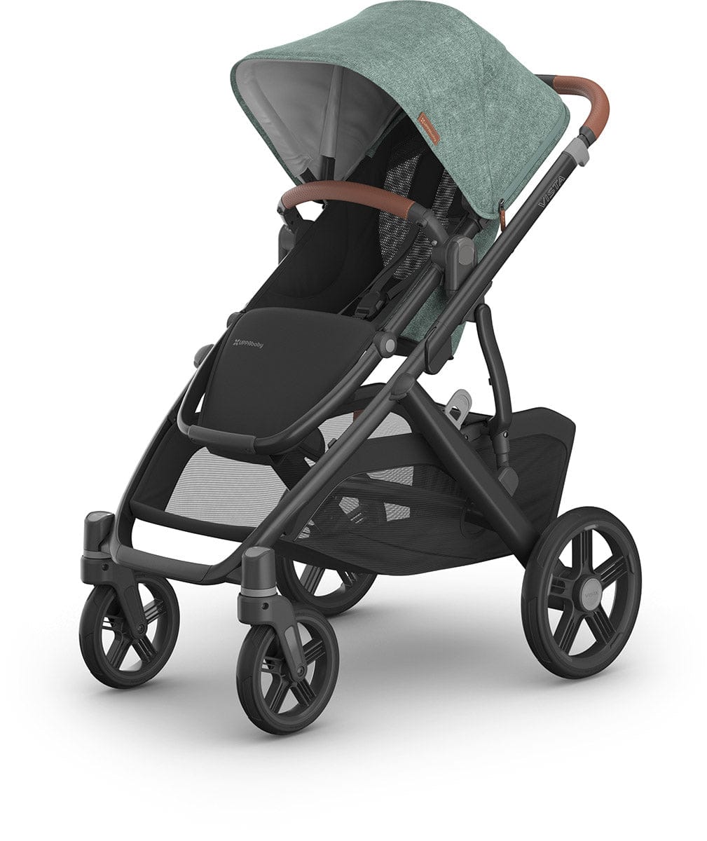 UPPAbaby Vista V3 Single-to-Double Stroller - Gwen (Green Melange / Carbon Frame / Saddle Leather) - 0303-VSO-NA-GWN