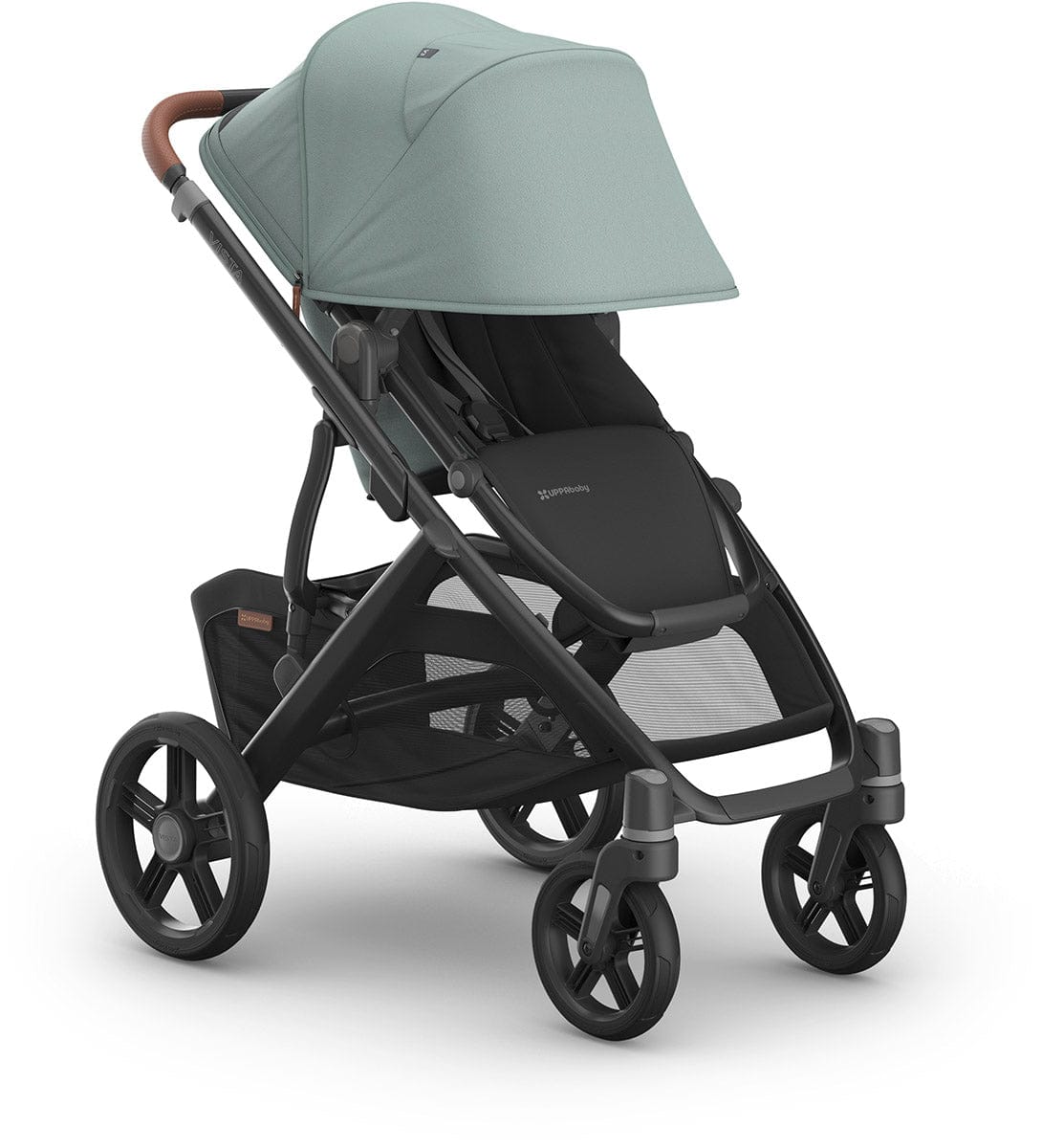 UPPAbaby Vista V3 Single-to-Double Stroller - Kenzi (Mystic Aqua / Carbon Frame / Saddle Leather) - 0303-VSO-NA-KNZ