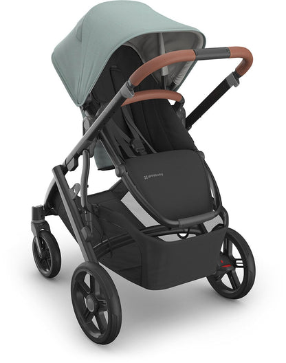 UPPAbaby Vista V3 Single-to-Double Stroller - Kenzi (Mystic Aqua / Carbon Frame / Saddle Leather) - 0303-VSO-NA-KNZ