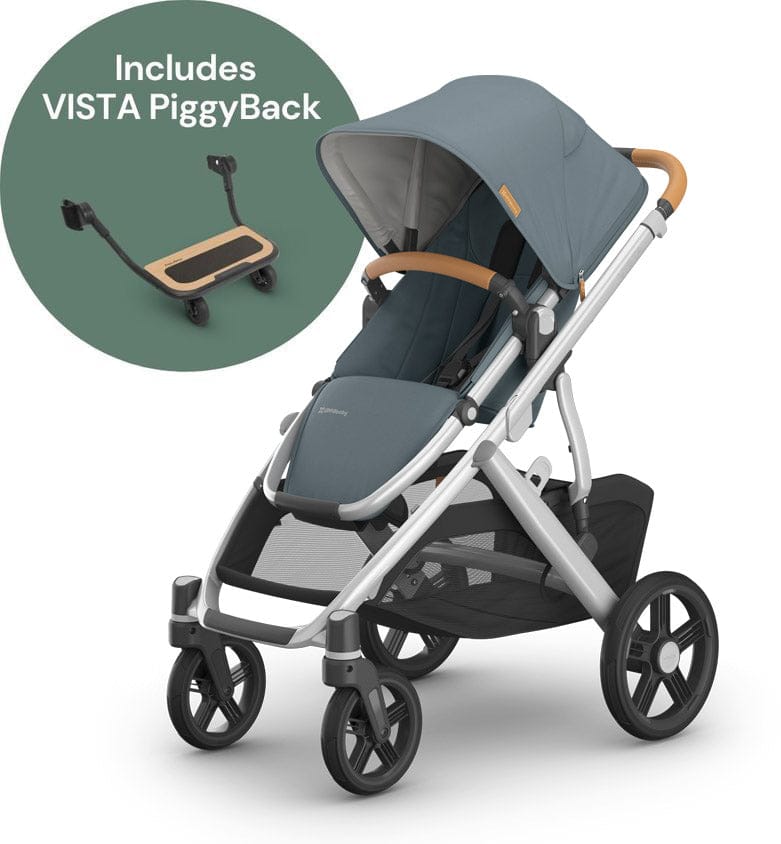 UPPAbaby Vista V3 Single-to-Double Stroller + PiggyBack Ride-Along Bundle - Callum - 0303-VSO-NA-CLM-0217
