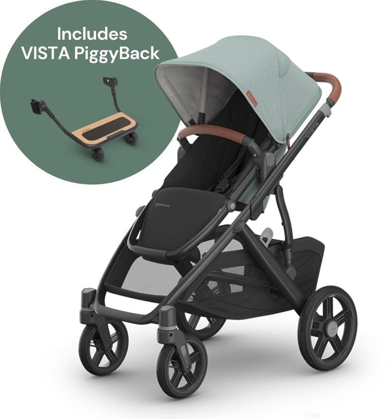 UPPAbaby Vista V3 Single-to-Double Stroller + PiggyBack Ride-Along Bundle