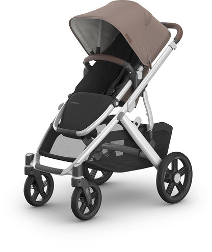 UPPAbaby Vista V3 Single-to-Double Stroller - Theo (Dark Taupe / Silver Frame / Chestnut Leather) - 0303-VSO-NA-THO