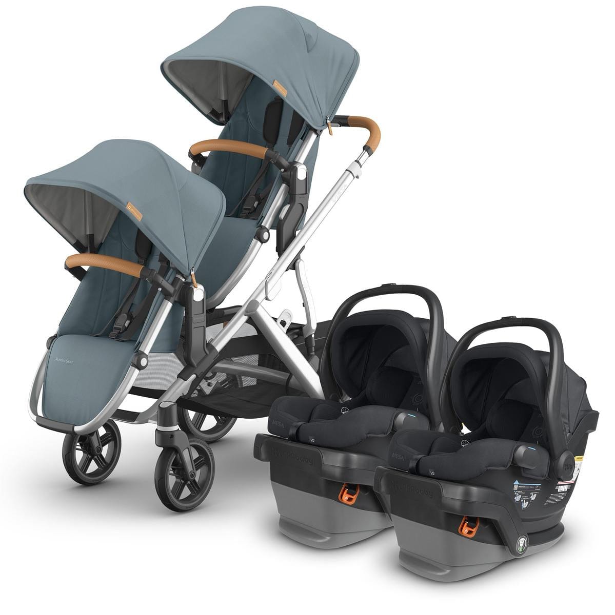 UPPAbaby Vista V3 Twin Stroller with RumbleSeat V3 + Mesa V2 Travel System Bundle - Callum / Jake - TWIN-V3-TRVL-MESA-V2-0303-VSO-NA-CLM