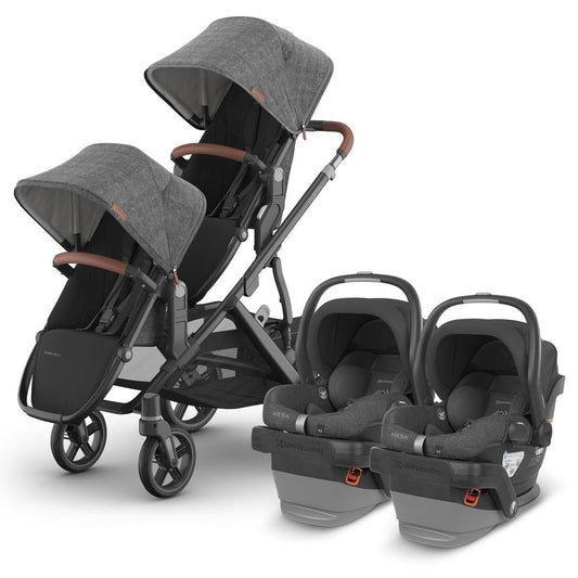 UPPAbaby Vista V3 Twin Stroller with RumbleSeat V3 + Mesa V2 Travel System Bundle - Greyson / Greyson - TWIN-V3-TRVL-MESA-V2-0303-VSO-NA-GRY