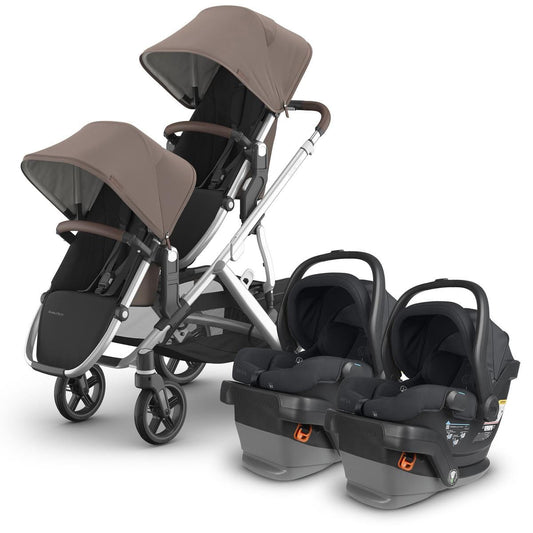 UPPAbaby Vista V3 Twin Stroller with RumbleSeat V3 + Mesa V2 Travel System Bundle - Theo / Jake - TWIN-V3-TRVL-MESA-V2-0303-VSO-NA-THO