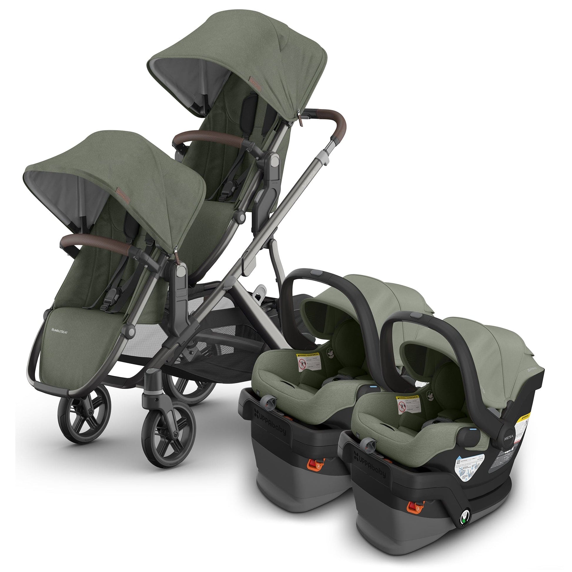 UPPAbaby Vista V3 Twin Stroller with RumbleSeat V3 + Mesa V3 Travel System Bundle