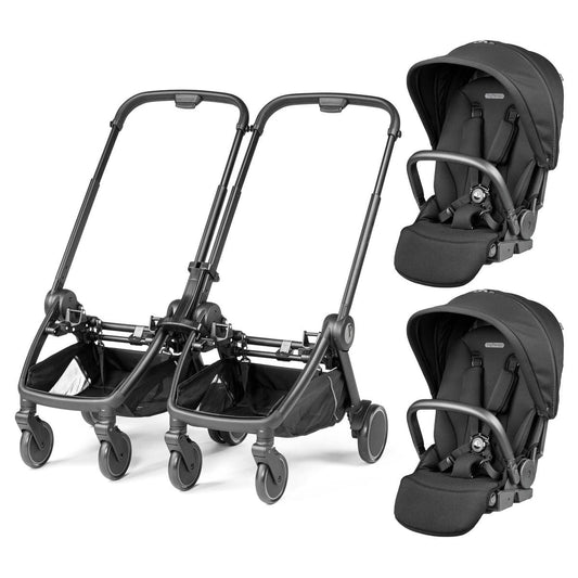 PEG City Loop Double Stroller Bundle - Black / True Black - CLP-DBL-TRBLK