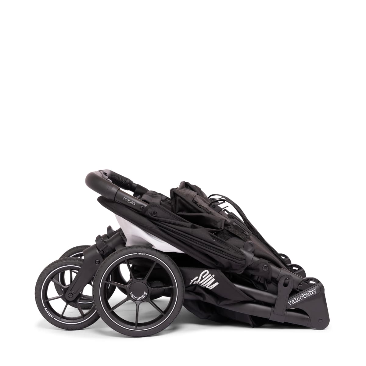 Valco Baby Slim Twin Series 2 stroller folded in black